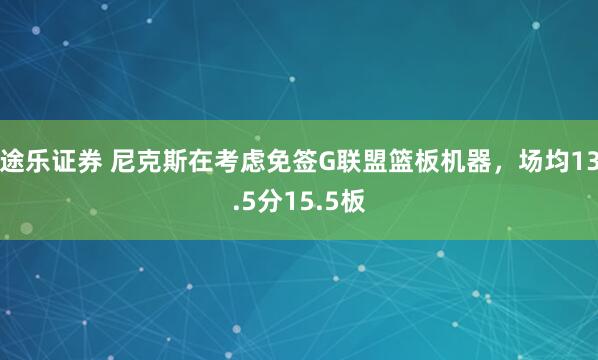 途乐证券 尼克斯在考虑免签G联盟篮板机器，场均13.5分15.5板