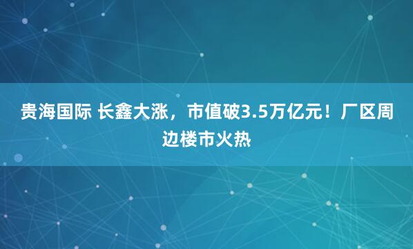贵海国际 长鑫大涨，市值破3.5万亿元！厂区周边楼市火热