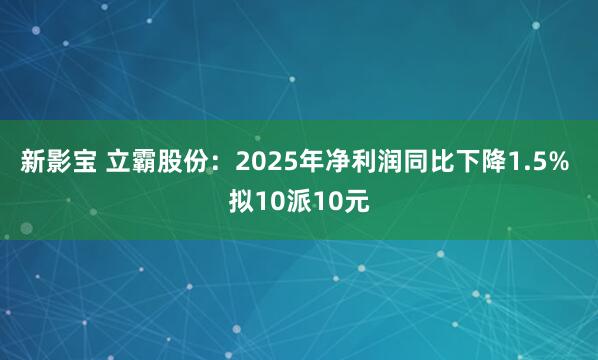 新影宝 立霸股份：2025年净利润同比下降1.5% 拟10派10元
