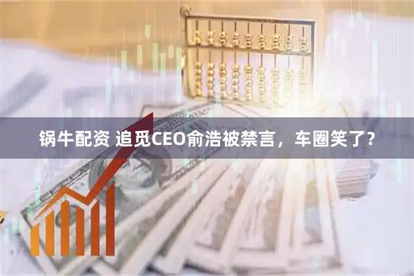 锅牛配资 追觅CEO俞浩被禁言，车圈笑了？