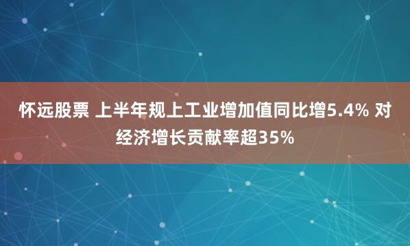 怀远股票 上半年规上工业增加值同比增5.4% 对经济增长贡献率超35%